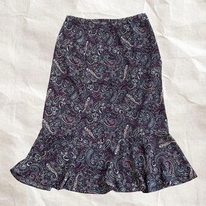 Paisley Print Ruffle Skirt